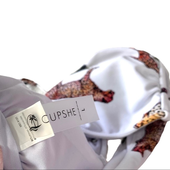 Cupshe White Leopard Palm Bandeau Bikini Top Size Large - Picture 7 of 14